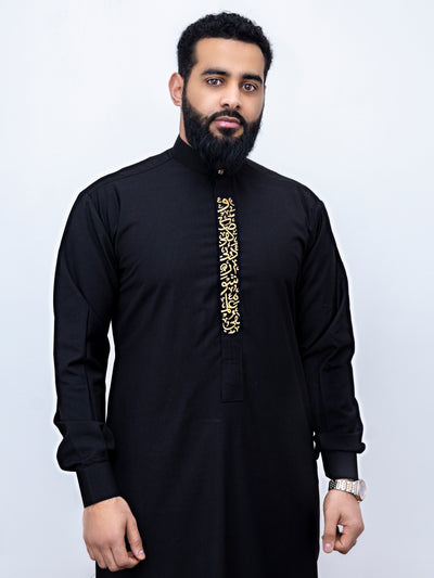 Embroidery Black and Gold Thobe